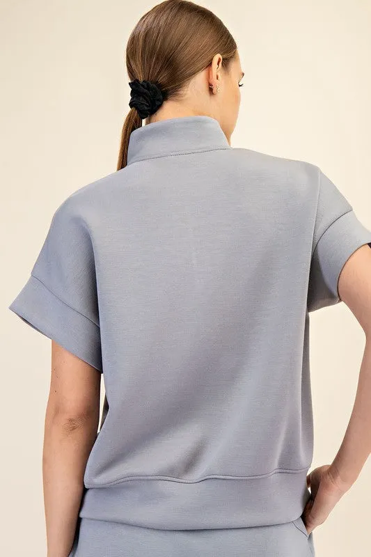 MODAL SCUBA QUARTER ZIP SHORT SLEEVE TOP