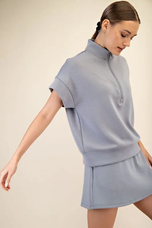 MODAL SCUBA QUARTER ZIP SHORT SLEEVE TOP