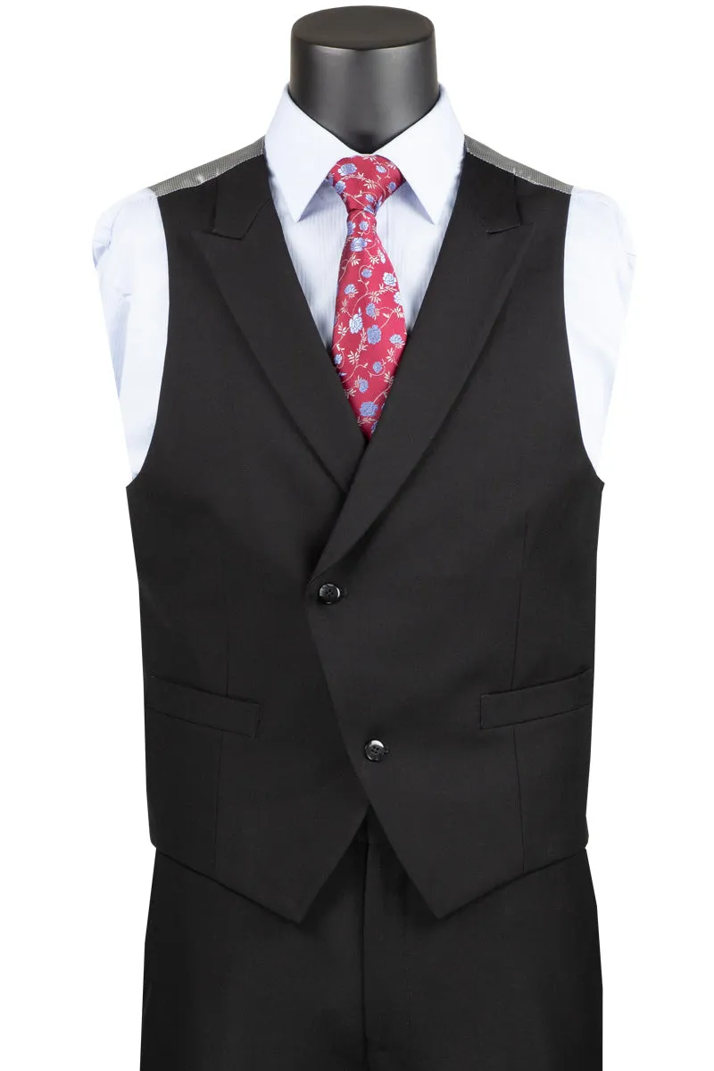 Modern Fit 3 Piece Single Breasted Suit (Black) MV2TR