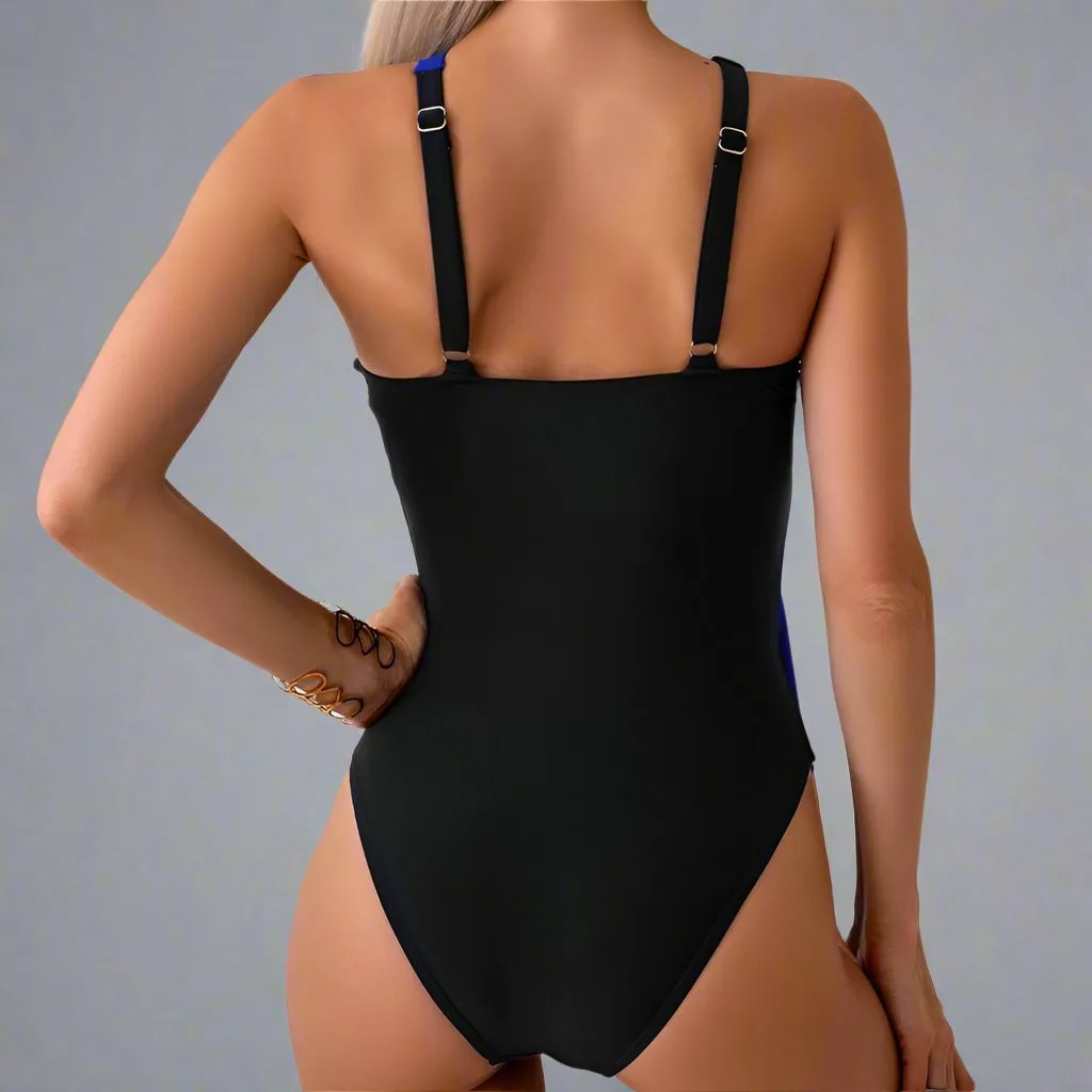 Mommy & Me" Vibrant Duo-Tone One-Piece Swimsuit with Ring Accent Family Matching Swimwear Collection
