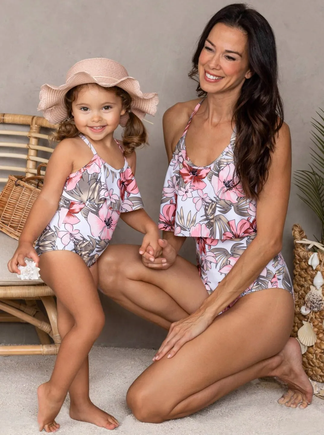 Mommy and Me Palm Blossom One Piece Swimsuit