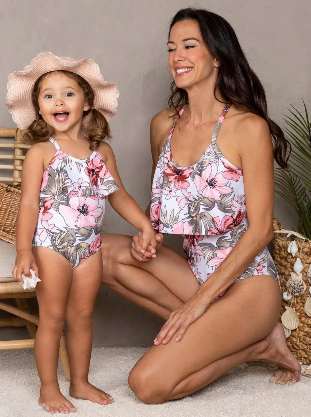Mommy and Me Palm Blossom One Piece Swimsuit