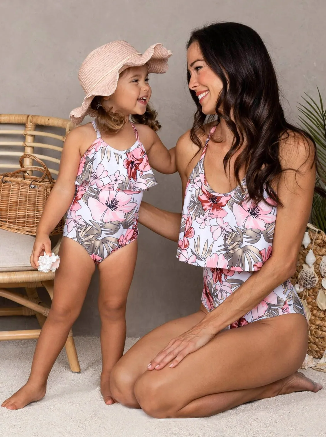 Mommy and Me Palm Blossom One Piece Swimsuit