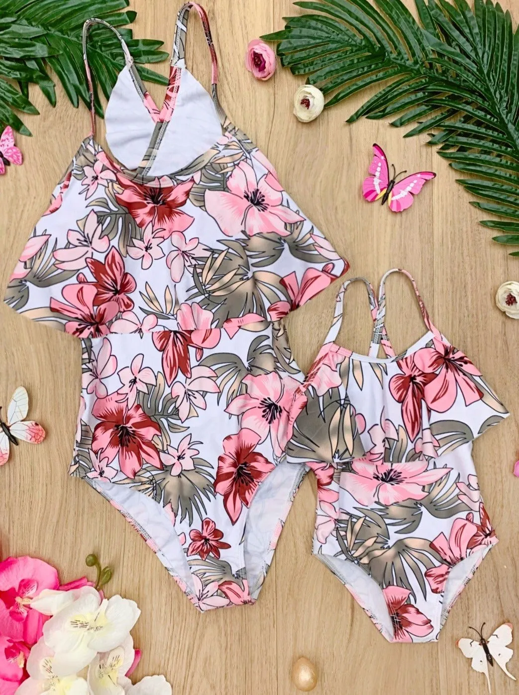 Mommy and Me Palm Blossom One Piece Swimsuit