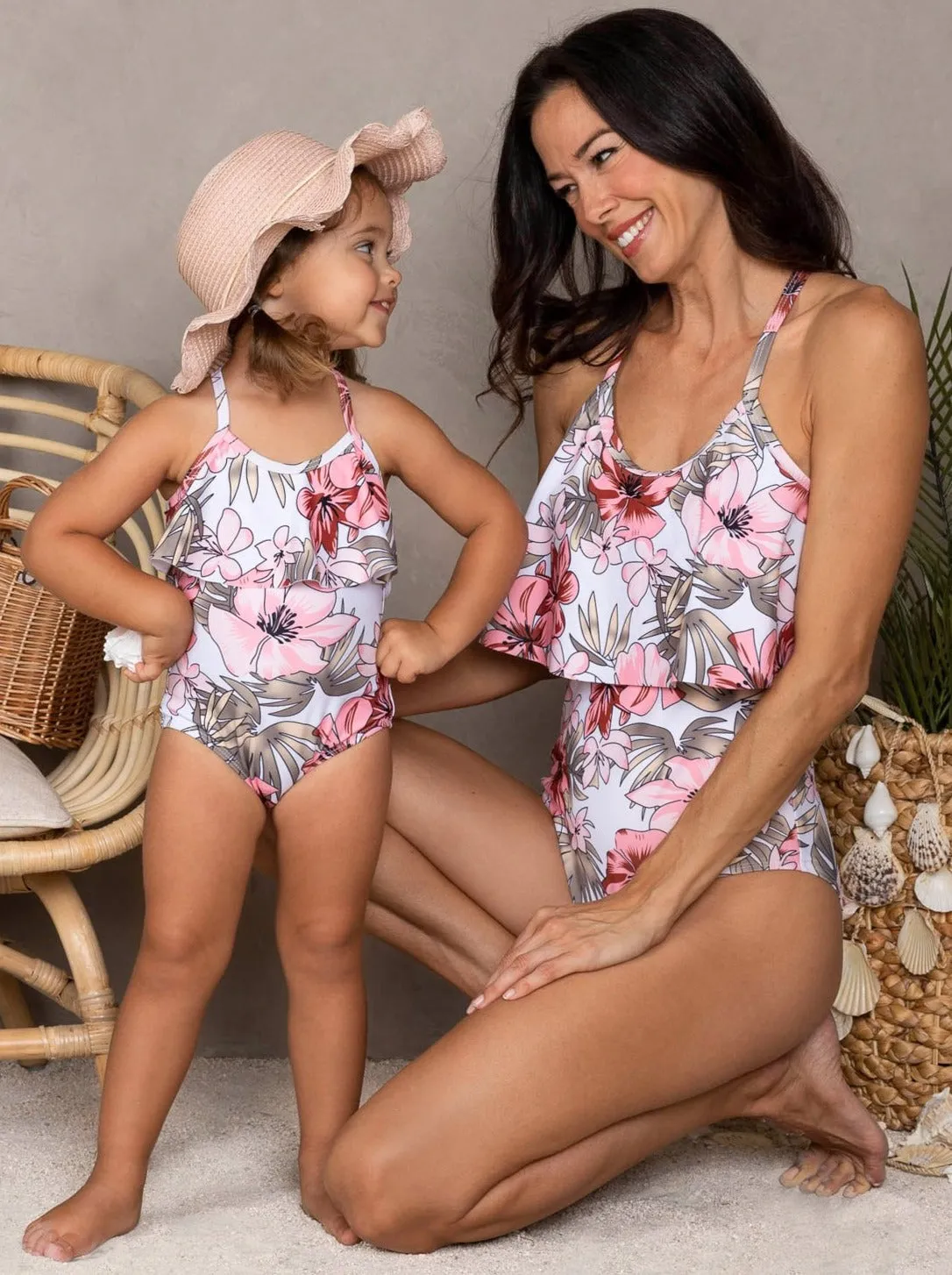 Mommy and Me Palm Blossom One Piece Swimsuit