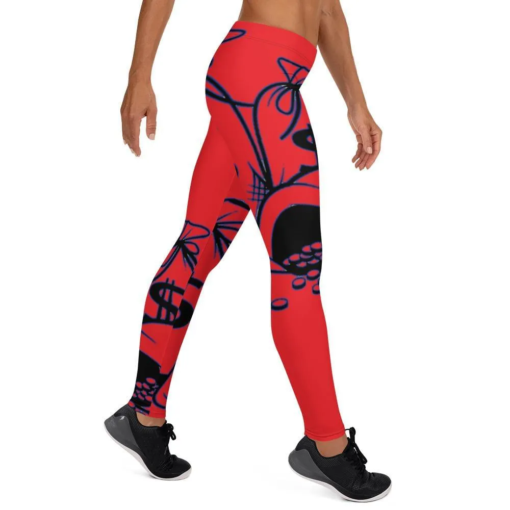 Money Bags Leggings  - Red