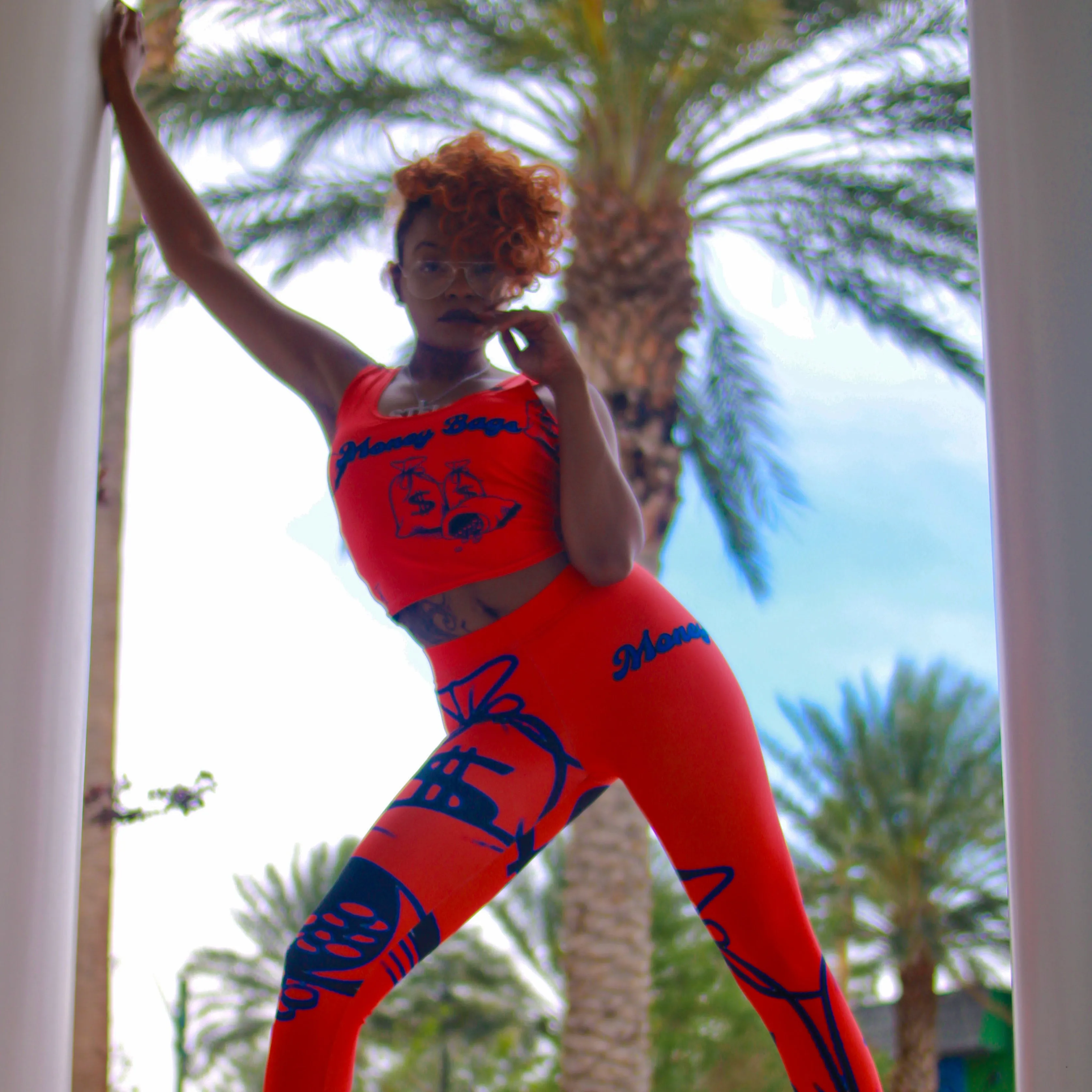 Money Bags Leggings  - Red