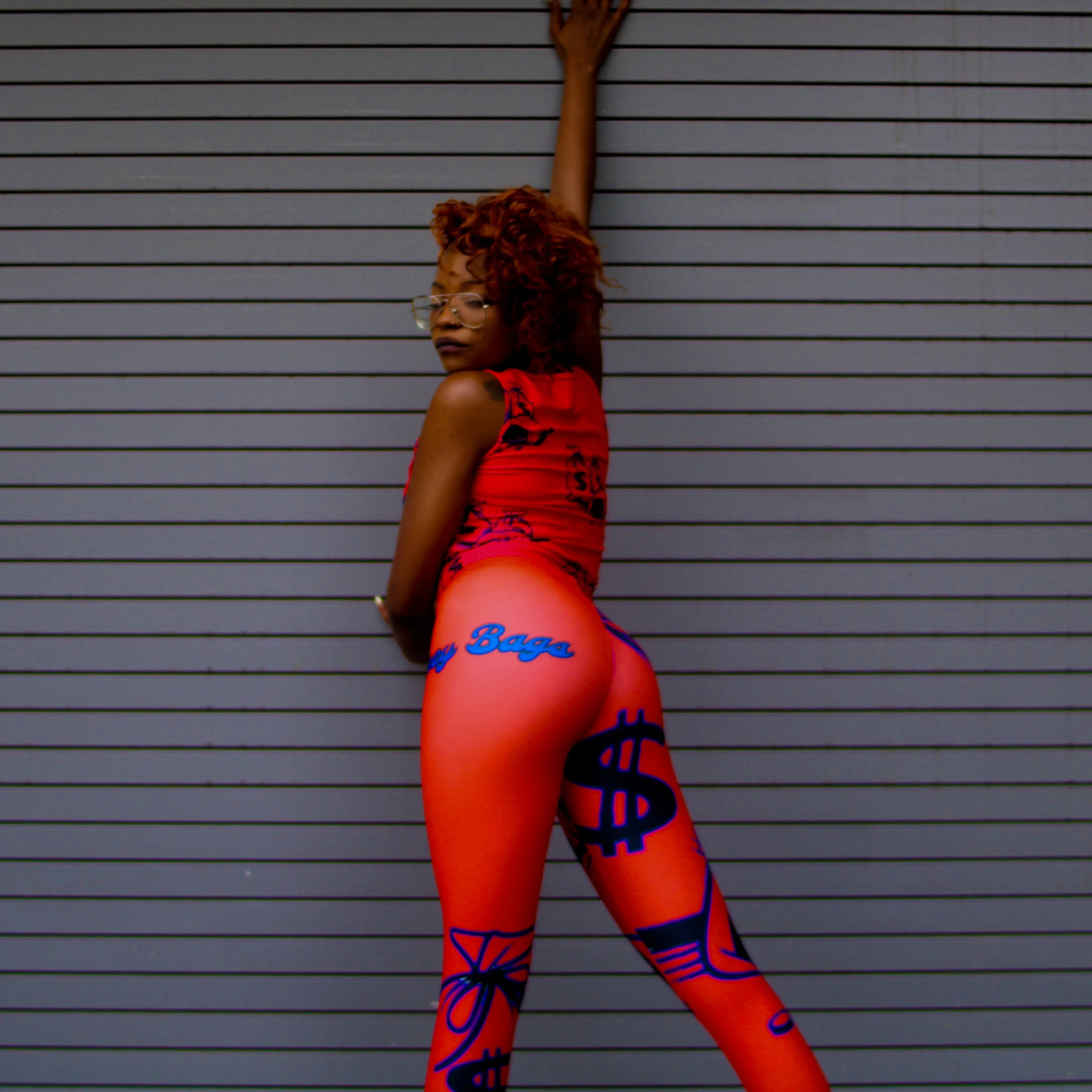 Money Bags Leggings  - Red