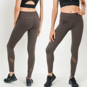 Mono B Brown Mesh Yoga Leggings - AP1324