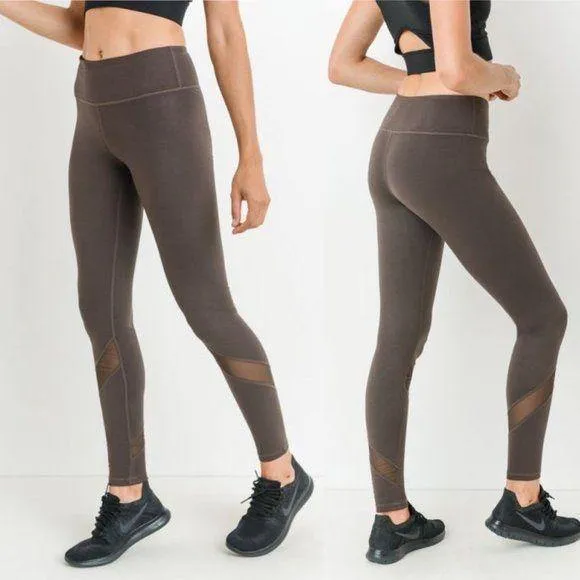 Mono B Brown Mesh Yoga Leggings - AP1324