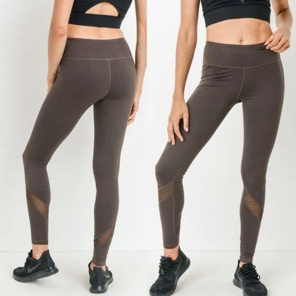 Mono B Brown Mesh Yoga Leggings - AP1324