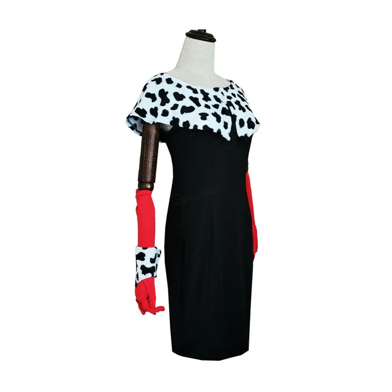 Movie Cruella De Vil Dalmatian Outfits Halloween Cosplay Costumes
