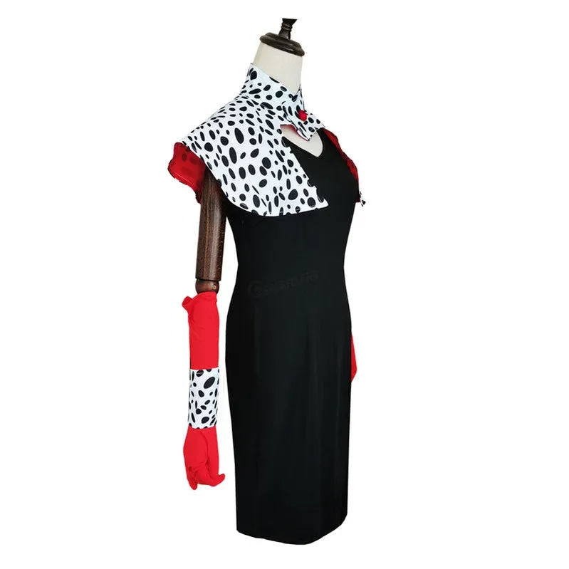 Movie Cruella De Vil Dalmatian Outfits Halloween Cosplay Costumes