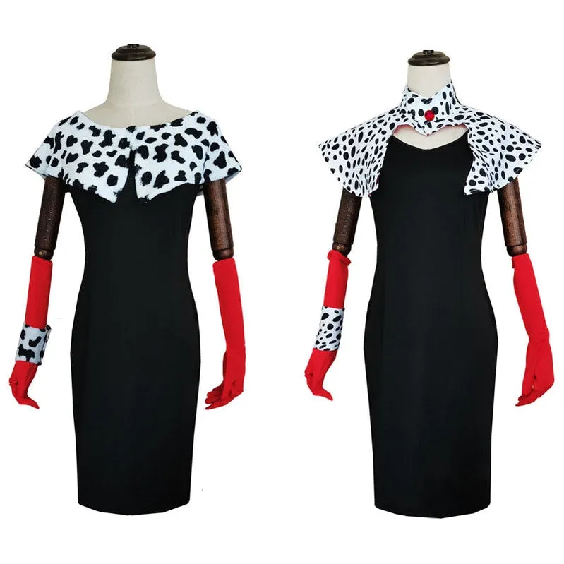 Movie Cruella De Vil Dalmatian Outfits Halloween Cosplay Costumes
