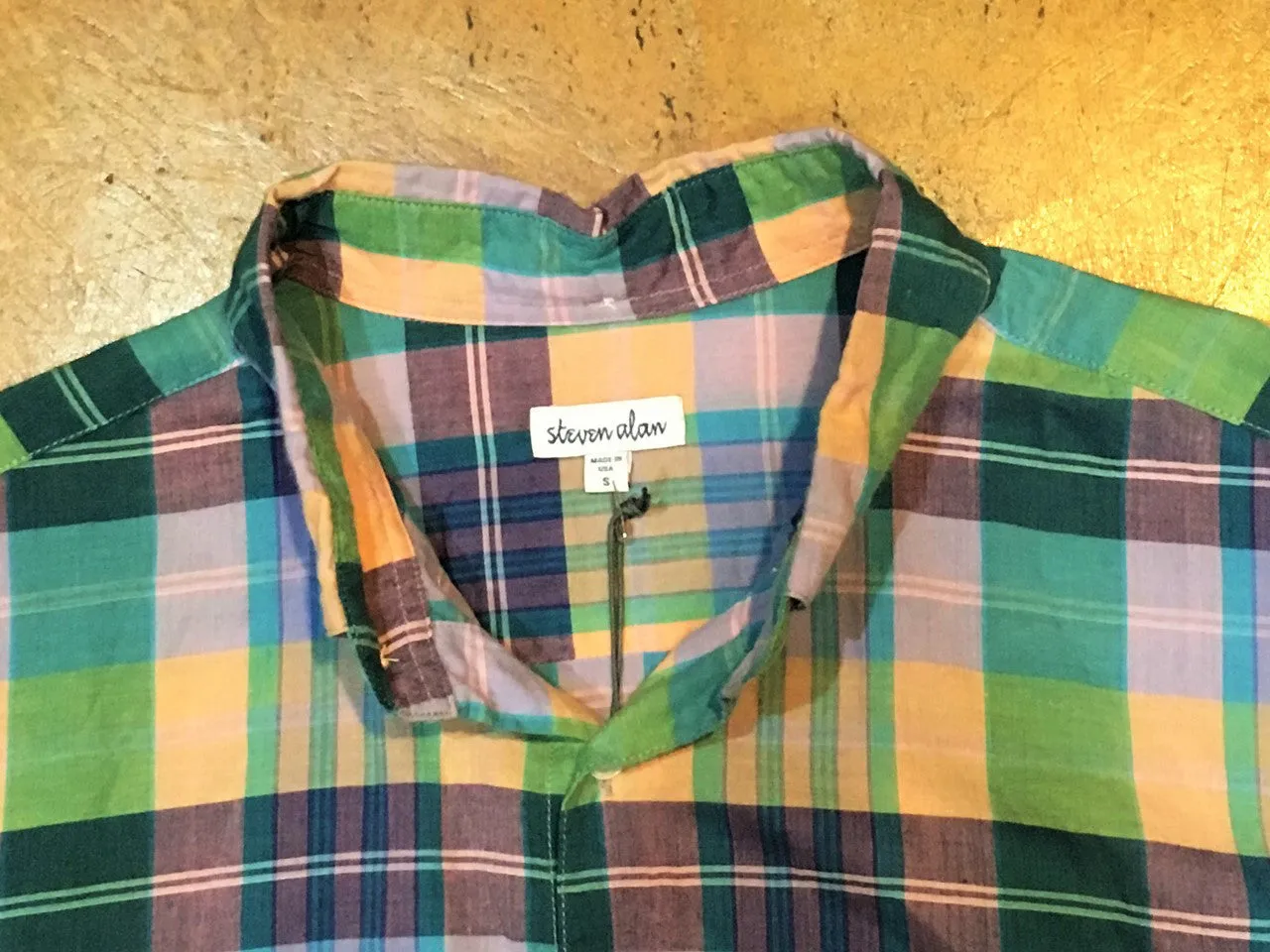 MST0019 Steven Alan Short Sleeve Single Needle Shirt Purple Multi