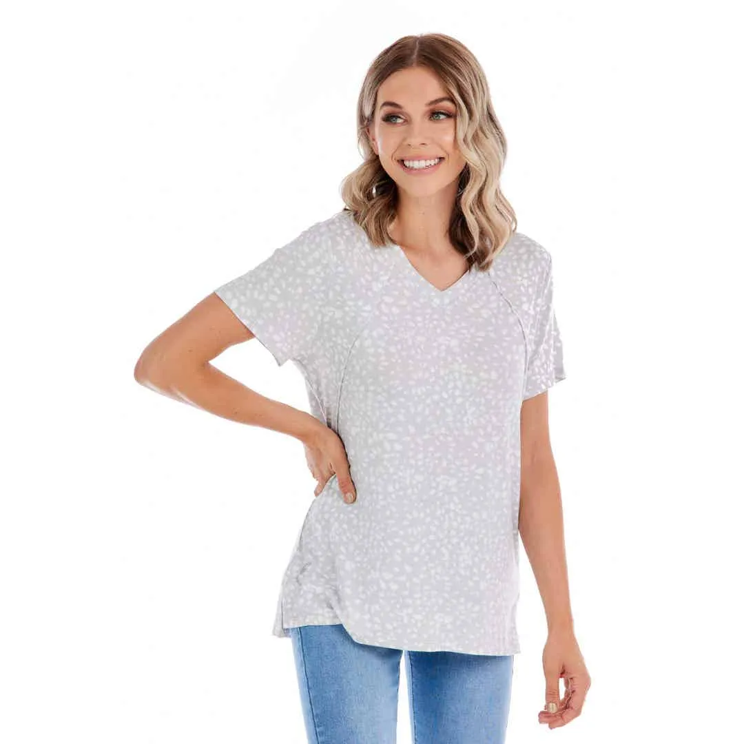 Mud Pie Minah V-Neck Tee - Gray