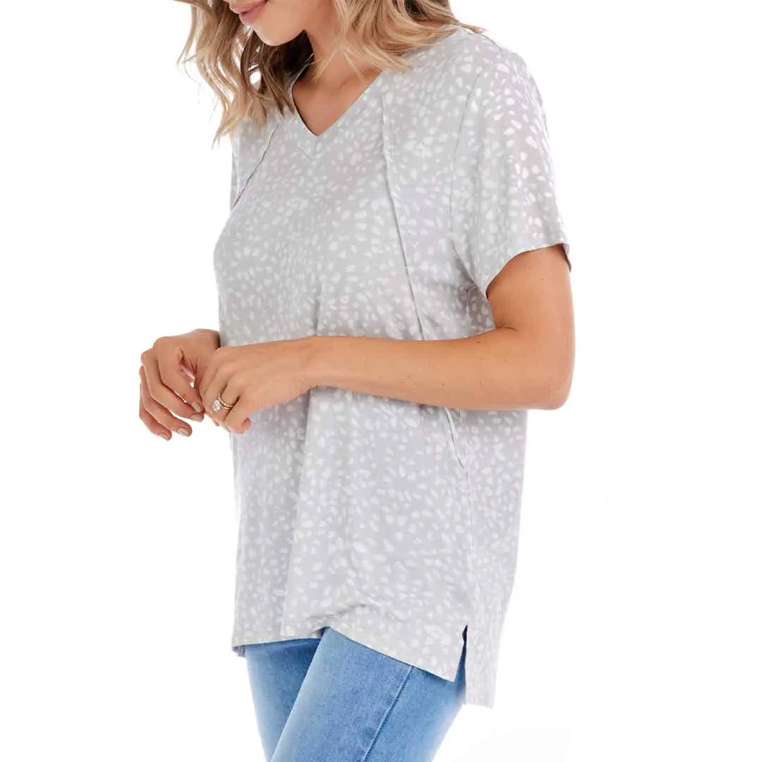 Mud Pie Minah V-Neck Tee - Gray