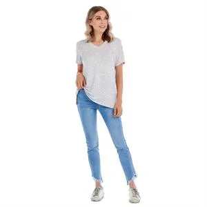 Mud Pie Minah V-Neck Tee - Gray