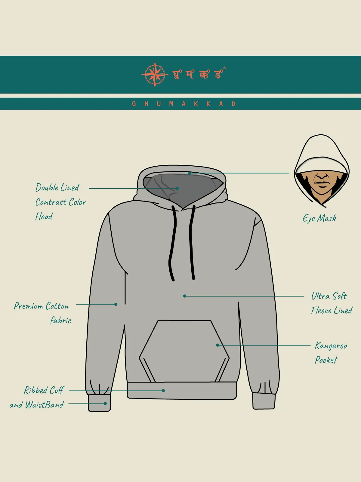 Mustard Plain Cotton Hoodie for Men & Women