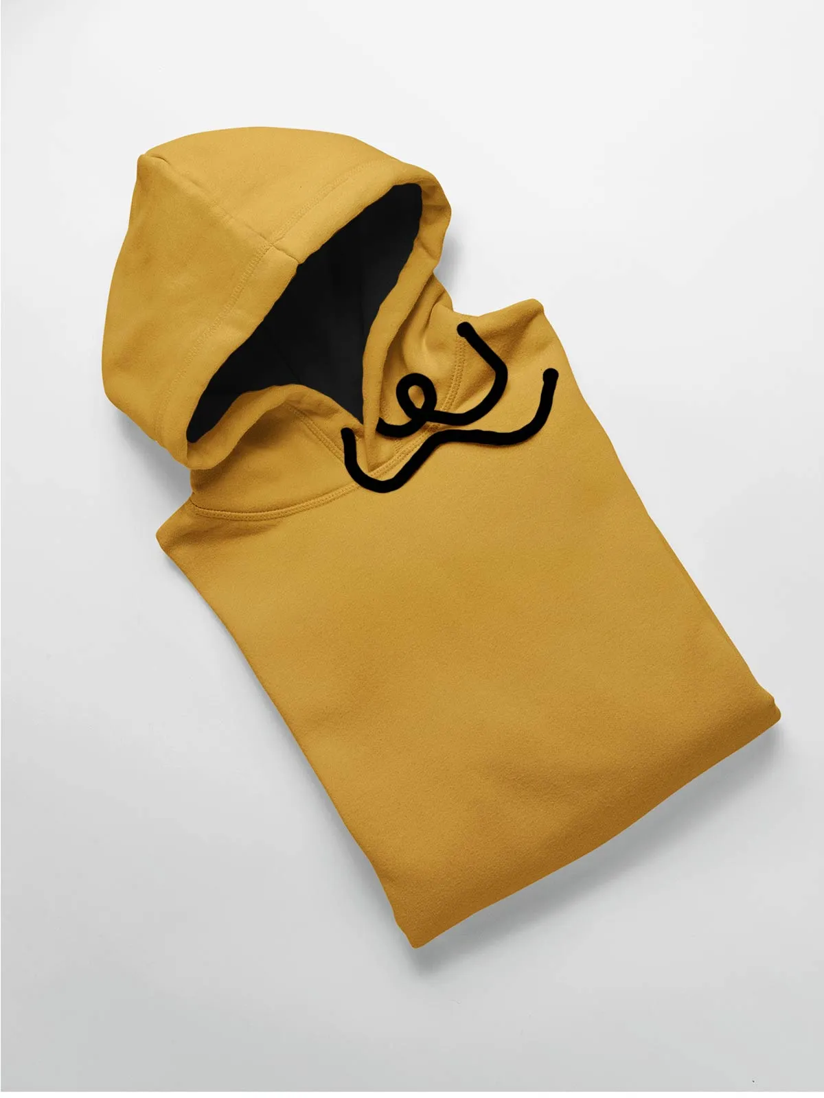 Mustard Plain Cotton Hoodie for Men & Women