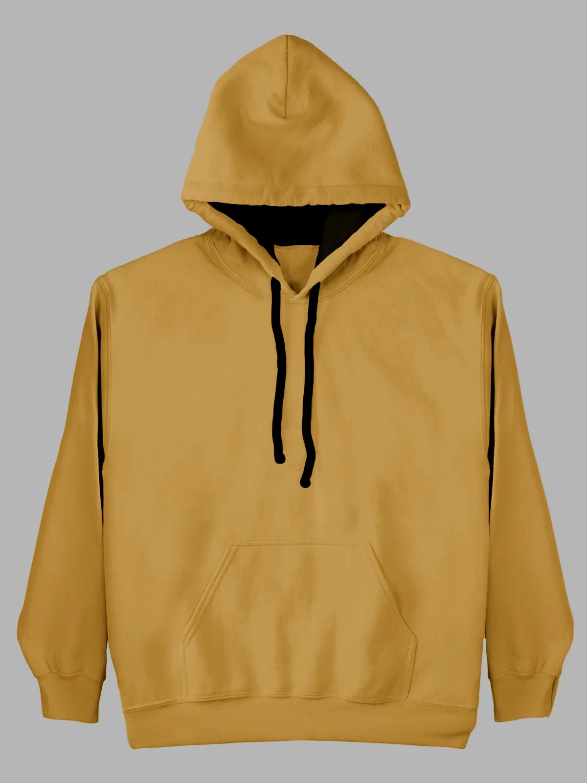 Mustard Plain Cotton Hoodie for Men & Women
