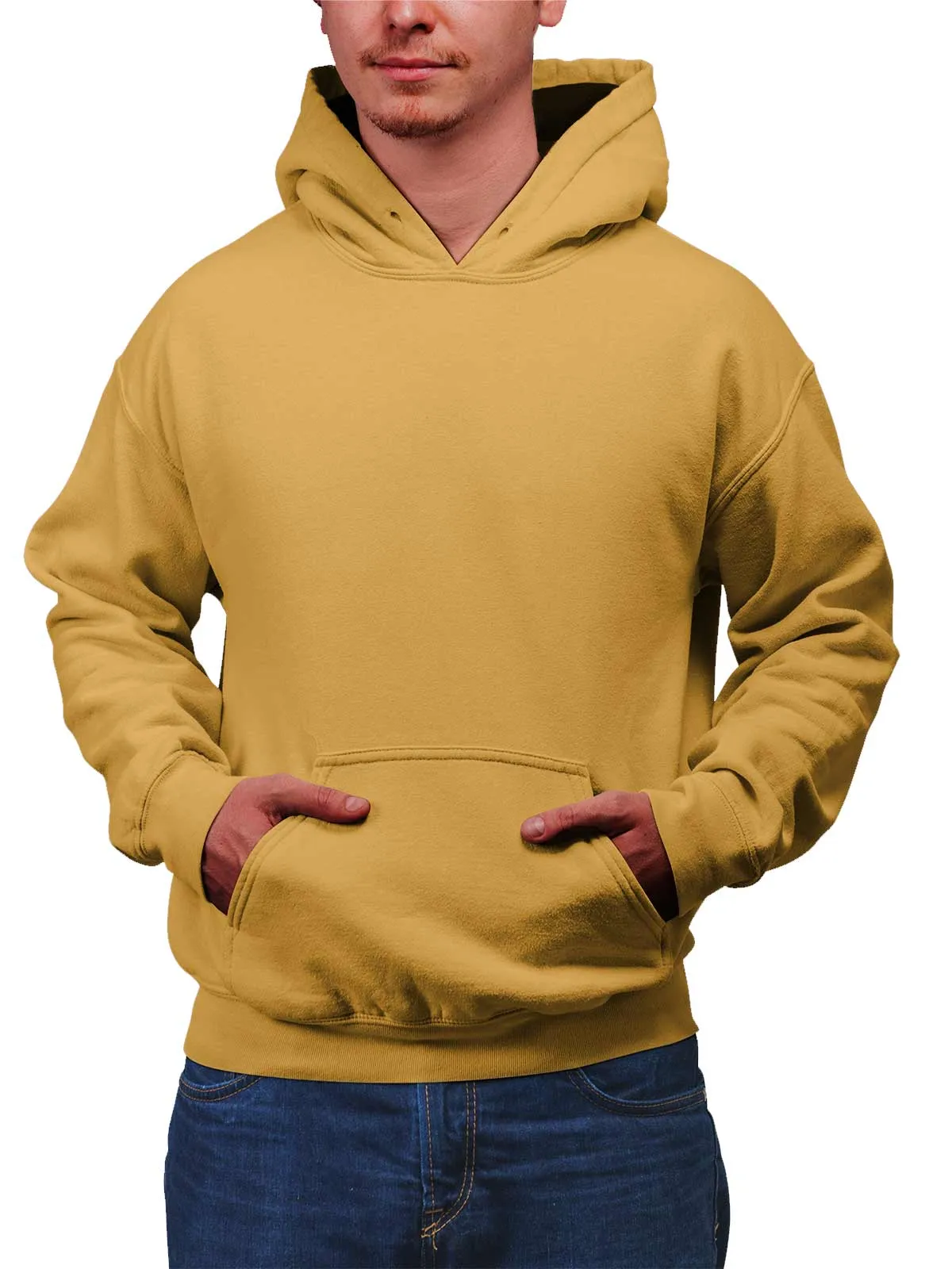 Mustard Plain Cotton Hoodie for Men & Women