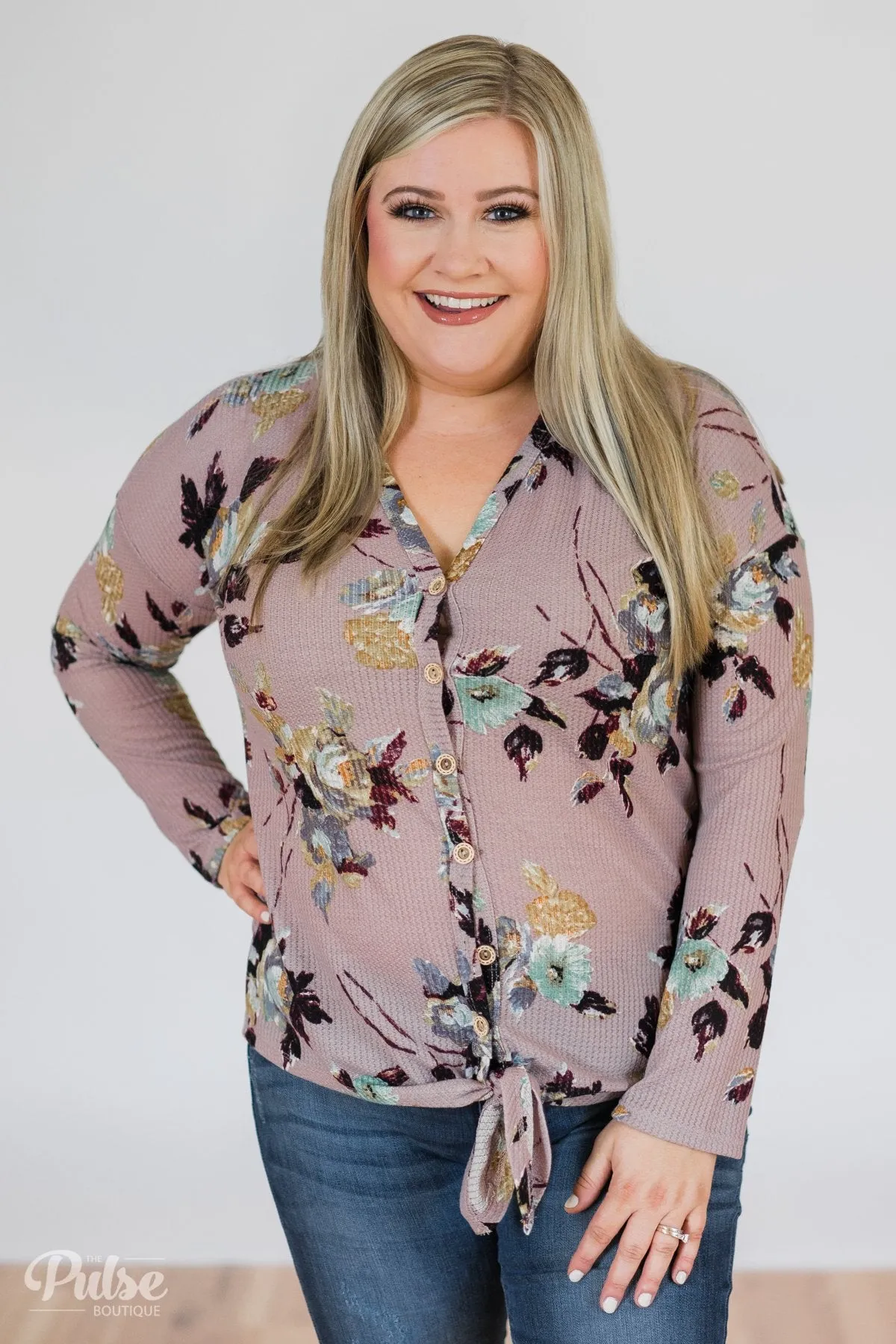 My Wish to You Floral Thermal Top- Dusty Purple
