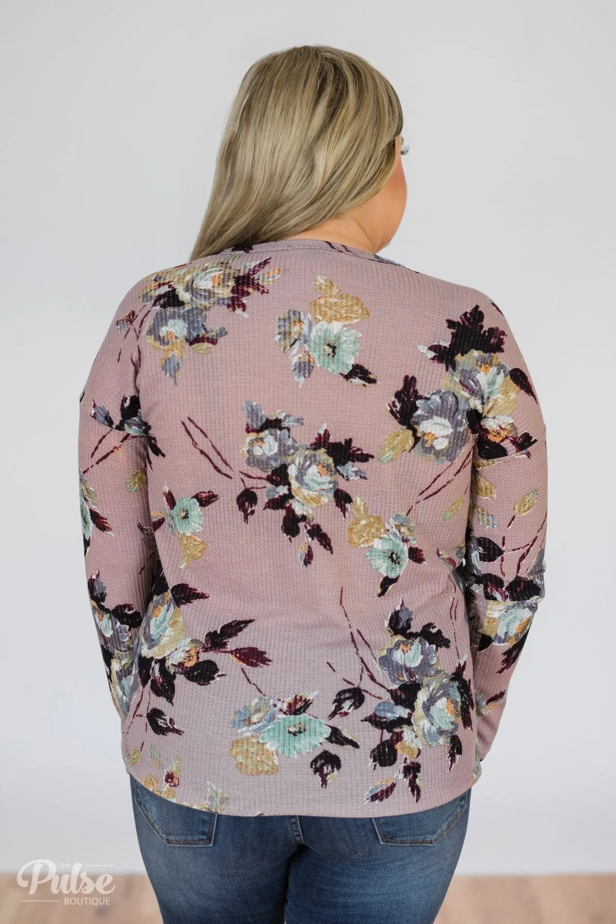 My Wish to You Floral Thermal Top- Dusty Purple