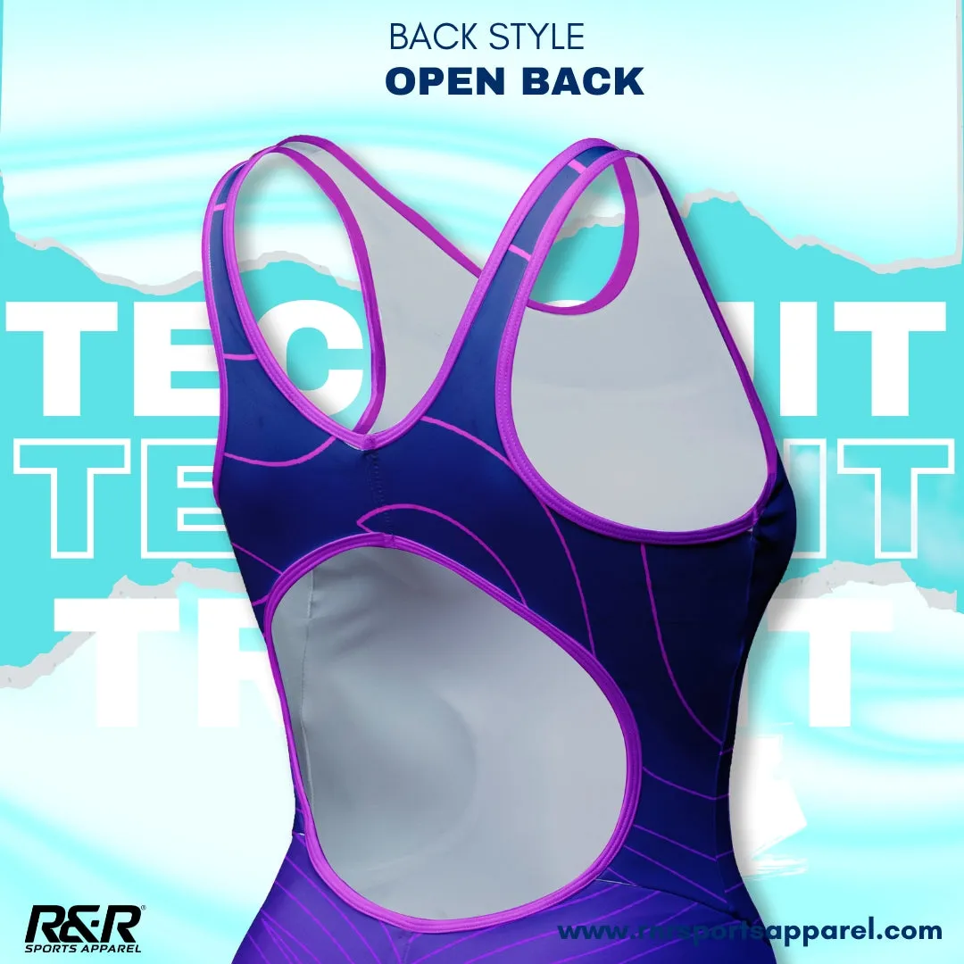 Mystic Purple Women's Open Back Kneeskin Tech Suit Swimsuit