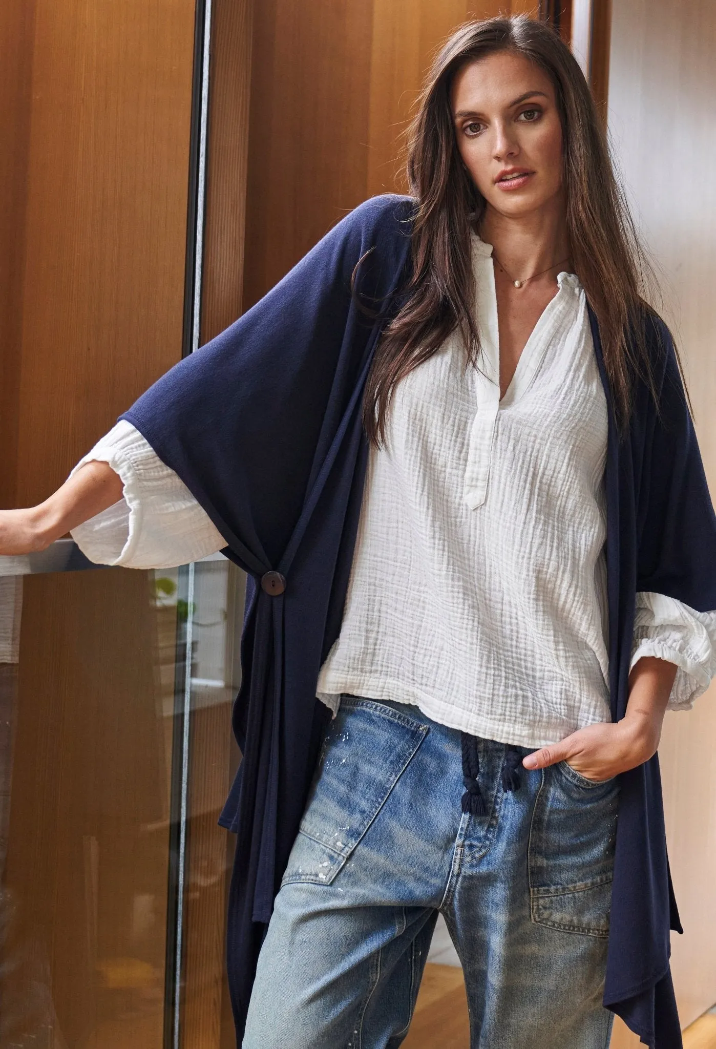 Navy Kimono Cardi - Sale