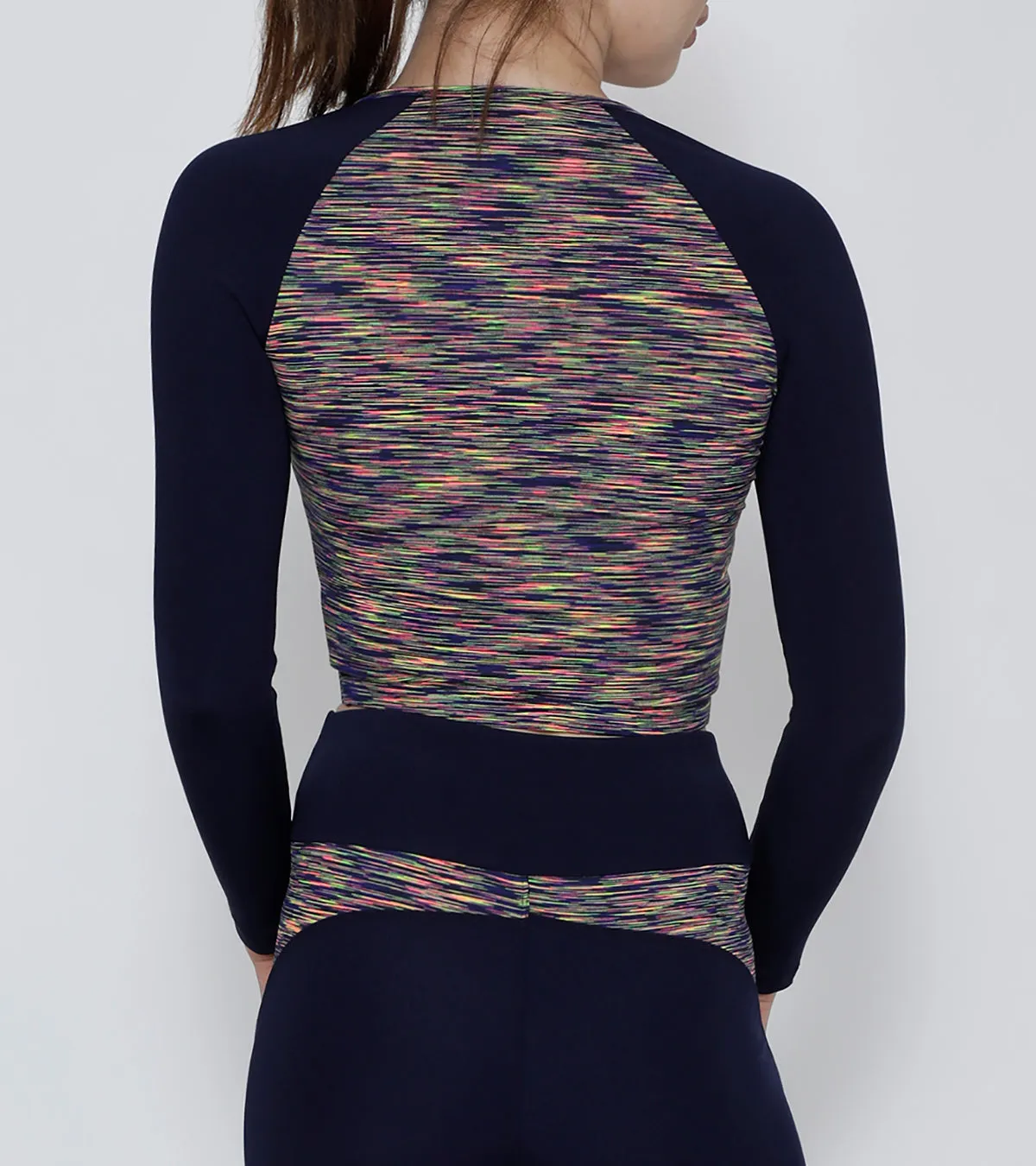 Navy Streaks Crop Zipper