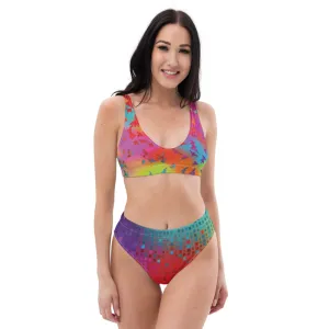 Neon Birds in Flight - Recycled High-Waisted Bikini