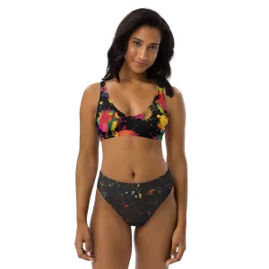 Neon Paint Splotches - Recycled High-waisted Bikini