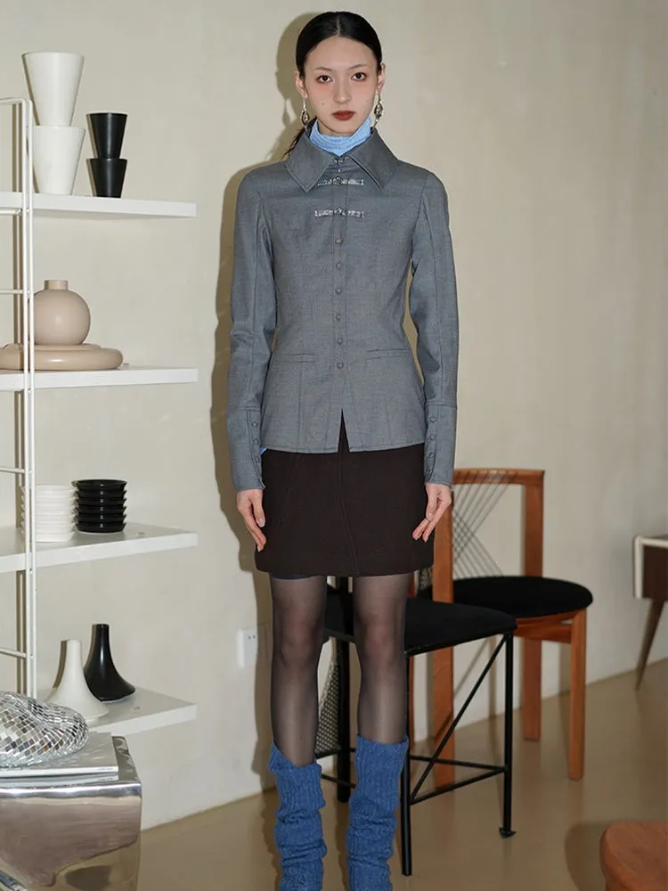 New Chinese Style Wool Blend Hollow Shirt