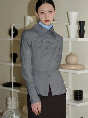 New Chinese Style Wool Blend Hollow Shirt