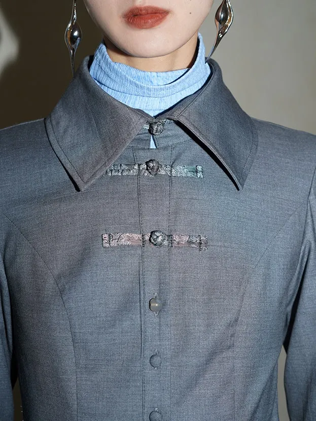 New Chinese Style Wool Blend Hollow Shirt