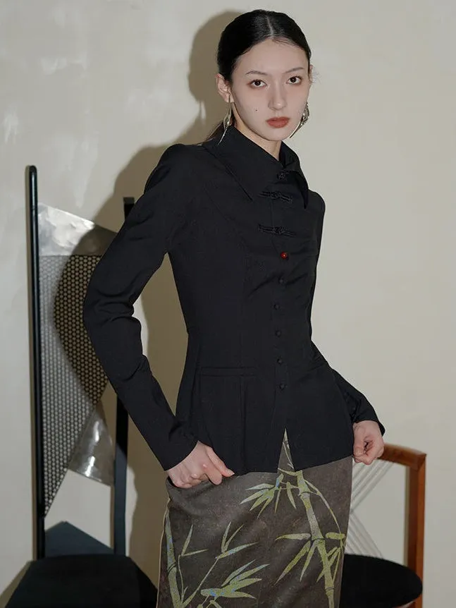 New Chinese Style Wool Blend Hollow Shirt