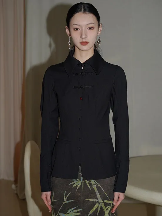 New Chinese Style Wool Blend Hollow Shirt