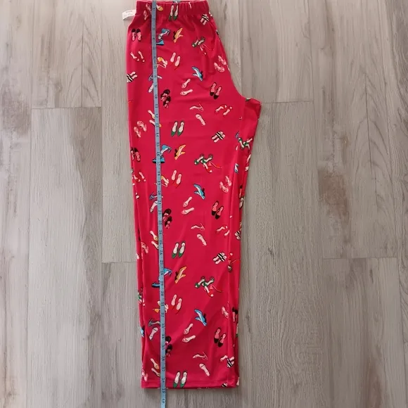 New Kate Spade Pajama Pants Set Red Stylish Shoes Long Sleeve Button Front Large