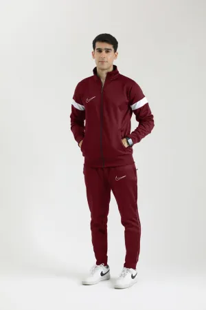 Nik Premium Tracksuit - Mehroon White