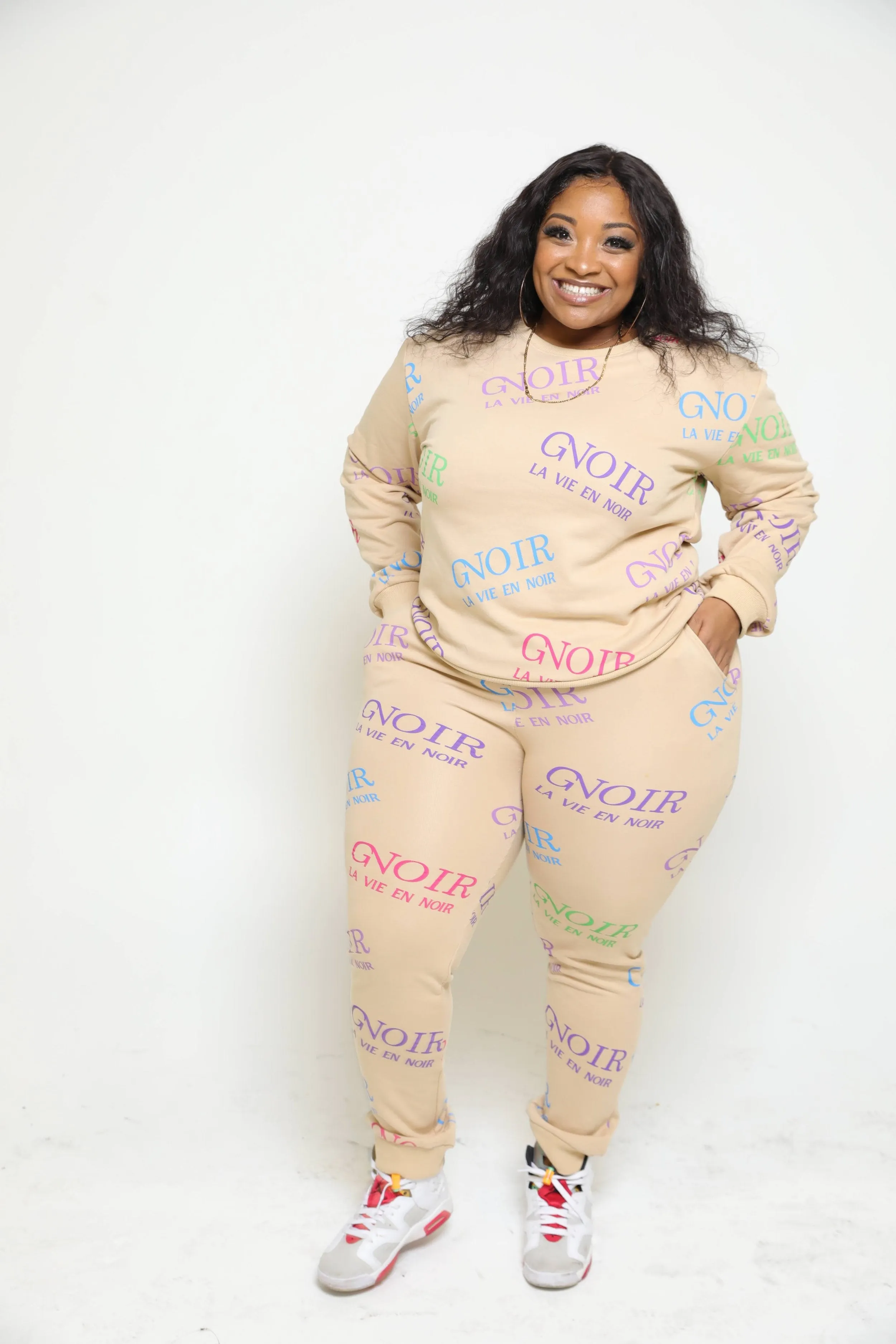 Nude Multi Print  Curve Tracksuit