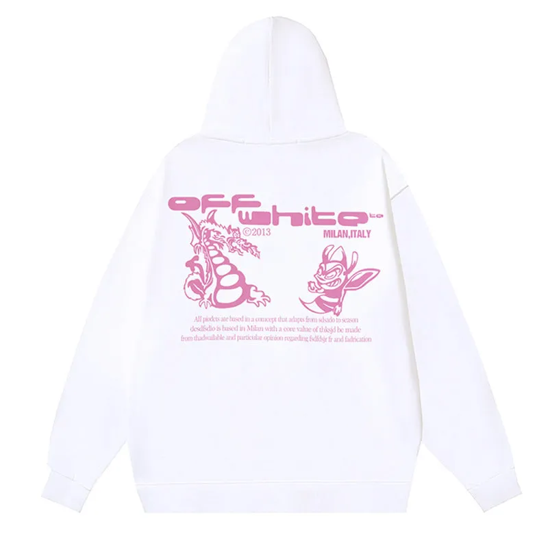 Off White Logo Drawstring Hoodie