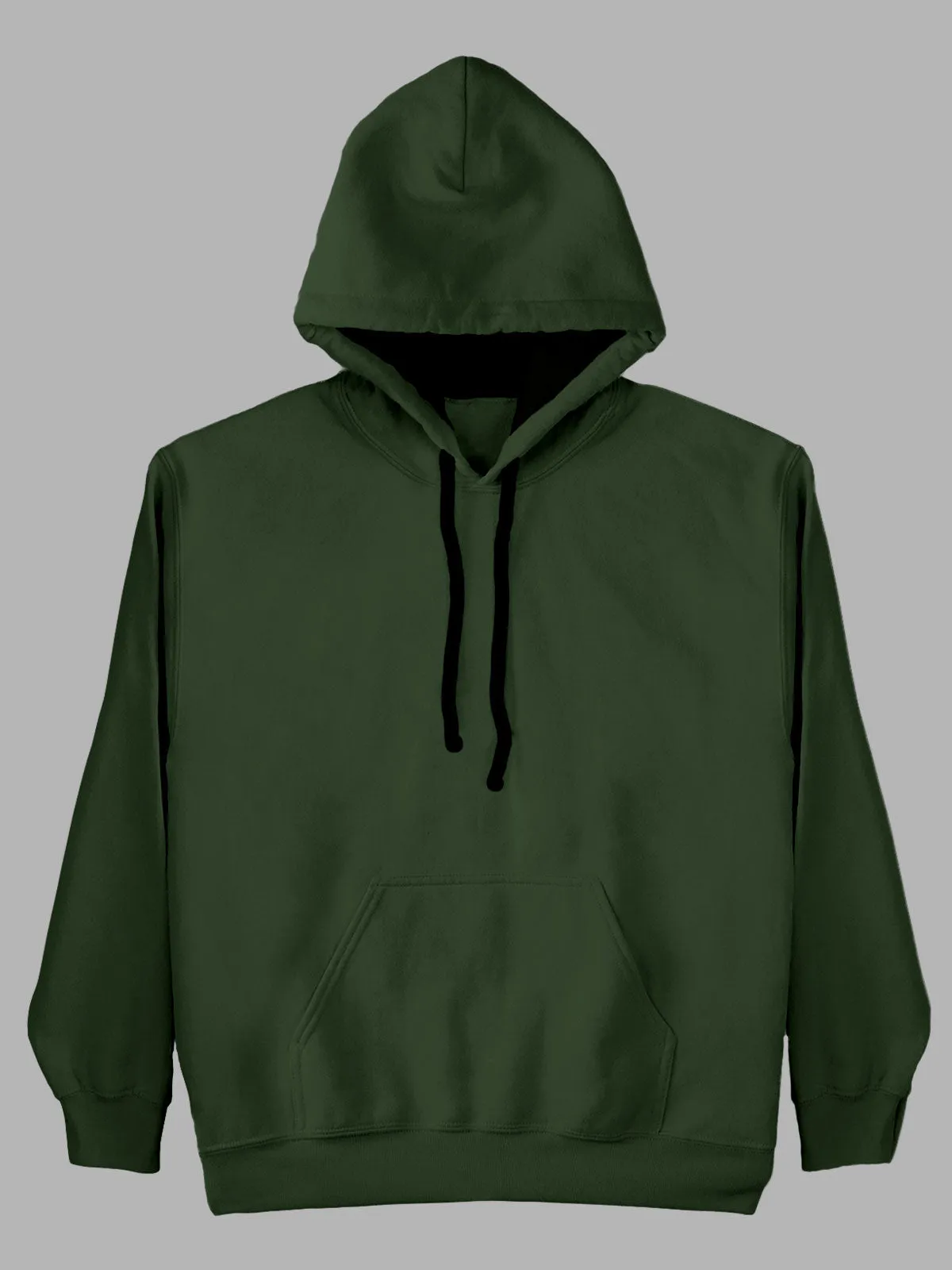 Olive Green Plain Cotton Hoodie for Men & Women