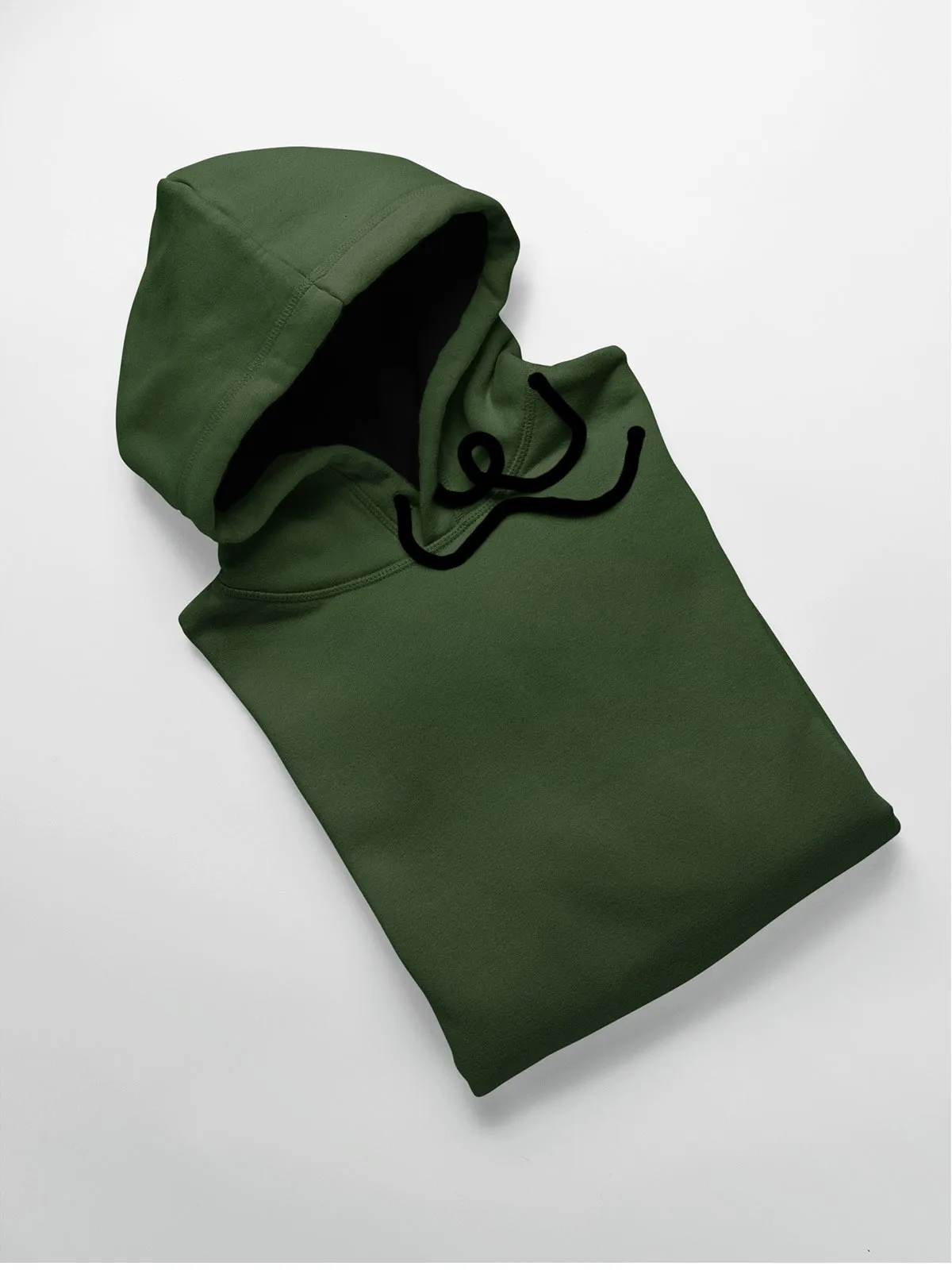 Olive Green Plain Cotton Hoodie for Men & Women