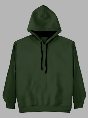 Olive Green Plain Cotton Hoodie for Men & Women