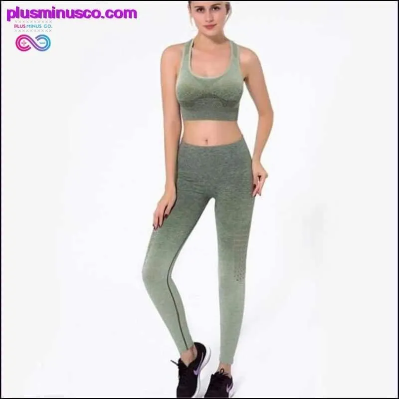 Ombre Seamless Gym Fitness Suit Bra Leggings High Waist Yoga
