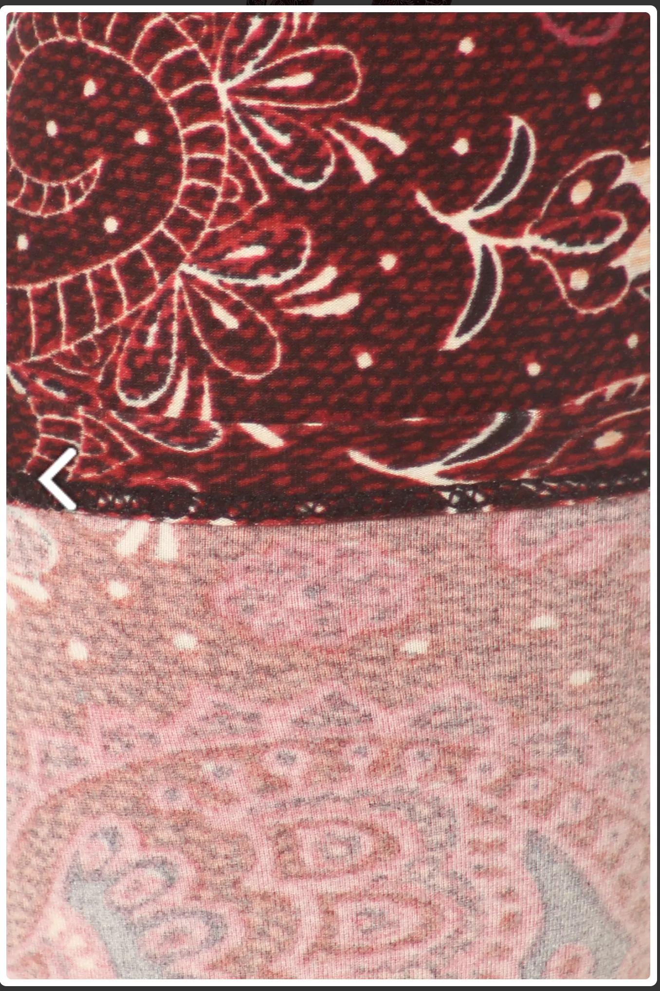 One Size Burgundy & Creme Paisley Print Leggings