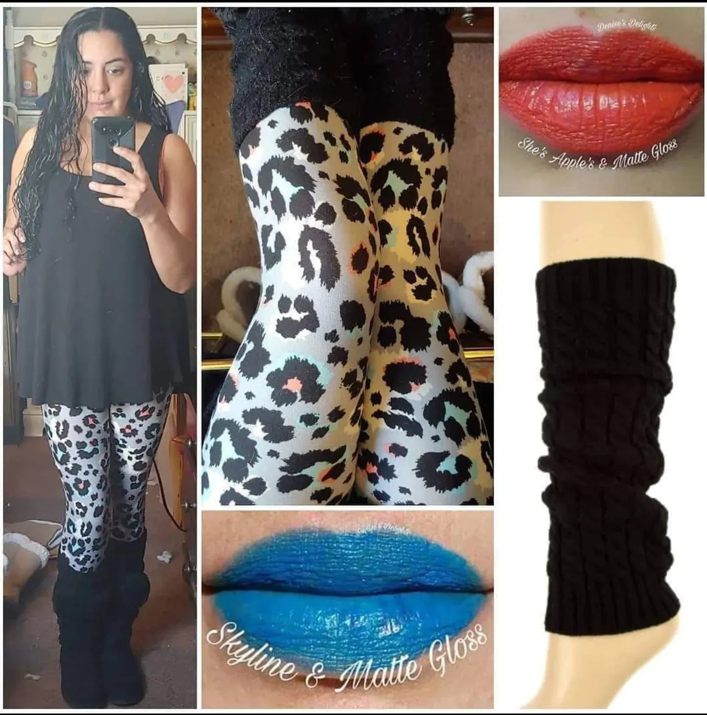 One Size Leopard Print Leggings on Grey Background