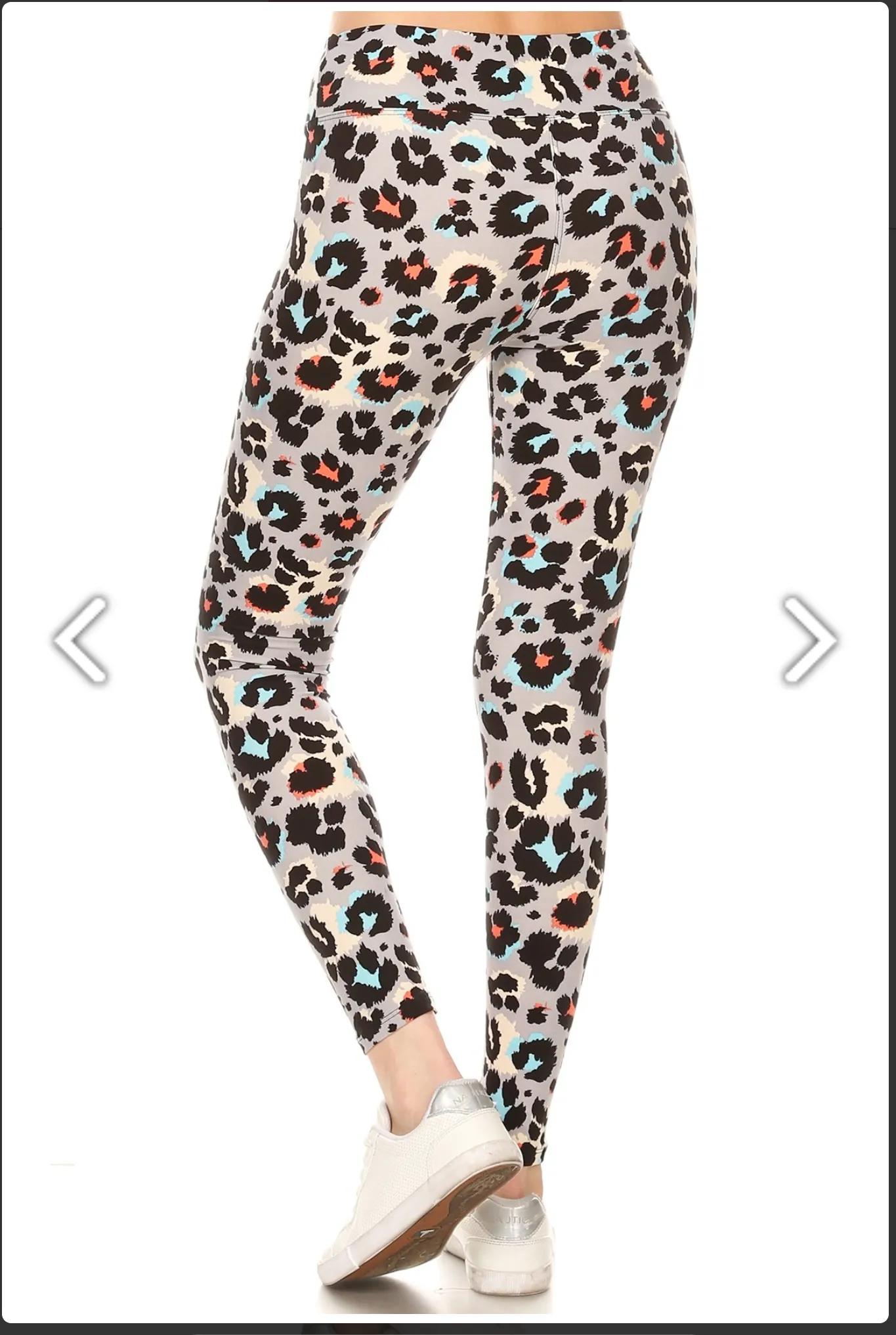 One Size Leopard Print Leggings on Grey Background