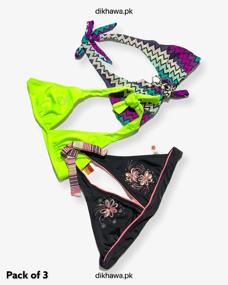 Pack Of 3 Stocklot Bikini Top Swimwear | Bikini Top Bundle | Imported Stock Branded Bikini Top